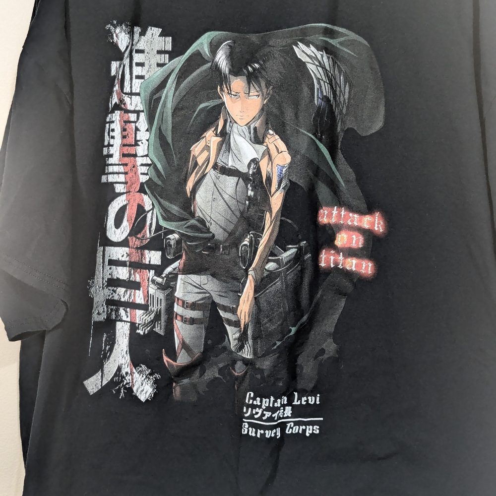 Attack on Titan Levi Ackerman Graphic Tee Shirt 4X Black Crunchyroll Anime Surve